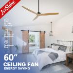 60 Inches Wooden Blades DC Quiet Motor Smart Remote Ceiling Fan for Air Circulation for sale
