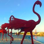 Paint Finish Stainless Steel Artwork Outdoor Red Metal Flamingo Statue for sale
