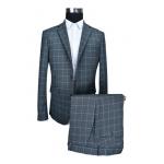 Custom Size Mens Tailored Fit Suits For Autumn and Winter Navy Check for sale