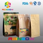 Customized Stand Up Kraft Paper Bag , Flat Bottom Guesst Bag For Dry Food / Candy With Zipper for sale