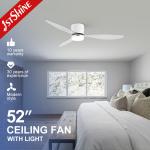 52 Inch Natural Wind LED Ceiling Fan with Remote Control Space Saving White ABS Blades for sale