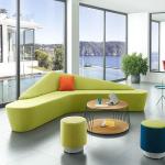 V Shaped Office Lounge Sofa 800Hmm Comfortable Fabric For Office Room