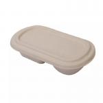 Eco Friendly Wheat Straw 2 Compartment Disposable Food Containers Lunch Box With Lid for sale