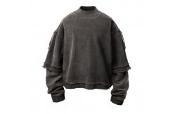 China XL Size Plain Dyed Drawstring Pullover Sweatshirt For Spring supplier