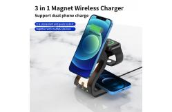 China Magnetic 3 In 1 Wireless Charging Station 15W Fast With Night atmosphere Lamp supplier