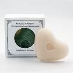 100% Natural Reusable Facial Konjac Sponge Off White Heart Shaped Bath Sponges for sale