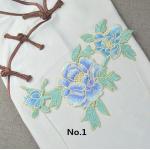 Custom Colorful Embroidered Tulip Floral Applique Patches Self Adhesive 22.5 CM X 16 CM for sale