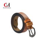 Zinc Alloy Bright Black Genuine Leather Belt Buckle Orange Neutral Denim Or Casual for sale