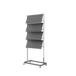 Movable 4 Layer Wheeled Magazine Display Rack Stable Structure Easy To Install for sale