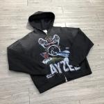 OEM Custom Contract Stitch Zip Up Acid Wash Vintage French Cropped Boxy Hoodies Men Distress Screen Logo Hoodie for sale