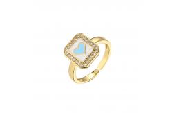 China Adjustable Women 14k Gold Ring Oil Drop Rectangular Heart Diamond Engagement  Ring supplier