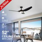 52 Inch/OEM Modern LED Ceiling Fan with Dimmable 3 Color Lighting and Remote Control for sale