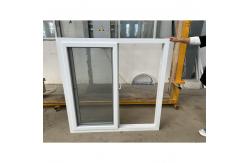 China Double Sliding Mesh Flush Sash PVC Sliding Window Clear Tempered Glass Window supplier