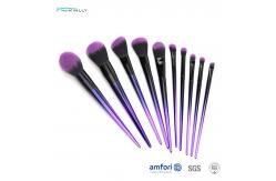 China Gradient Plastic Handle Synthetic Hair Makeup Brush With Aluminum Ferrules supplier