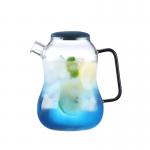 Handmade Glass Carafe With Cup , Large Water Carafe For Home / Restaurant for sale