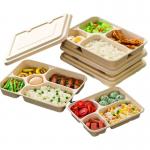 Eco-friendly customized takeaway lunch box biodegradable sugarcane bagasse container 4 or 5 compartments with lid for sale
