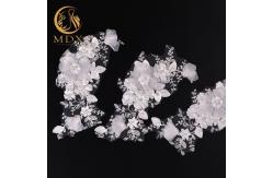 China 25cm Width Fashion Lace Trim Polyester 3D Embroidered Flower Trim For Wedding supplier