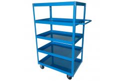 China Metal Fab 600KGS 5 Tier Storage Trolley Rubber Wheels With Brake supplier