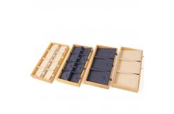 China Multiple Cells Solid Wood Pendant Storage Rack Luxury Necklace Display Tray supplier