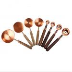 FDA Measuring Cups And Spoons Set Of 8 Walnut Wood Handle Premium Stainless Steel for sale