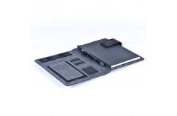 China 8000mAh Wireless Charging A5 Leather Power Bank Notebook With USB supplier