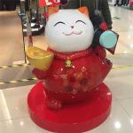 Japanese Style Hand Painting Fiberglass Lucky Cat Statue for sale