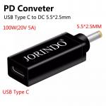 100W USB Type C Female To DC 5.5x2.5mm Male PD Connector Fast Quick Charge for sale