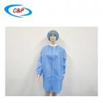 Industrial Disposable Blue Laboratory Coat With SMS Material Construction for sale