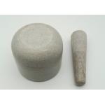 Round Stone Mortar And Pestle , Marble Bowl With Grinder Handcrafts