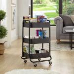 Kitchen Utility 3 Tier Rolling Cart With Lockable Casters for sale
