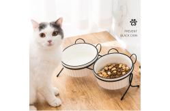 China Custom Ceramic Custom Pet Bowls Feeders Rounded Shape With Shelf supplier