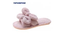 China EUR36 - 41 Womens Plush Bow Fluffy Fur Slipper supplier