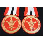 Printing Full Color Epoxy Carnival Metal Award Medals With Red / White Strip Ribbon for sale