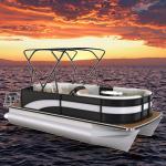 Customizable Aluminum Pontoon Boat With LED Navigation Lights And Seagrass / EVA Floor for sale