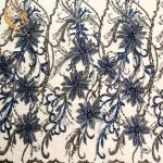 Classy Sequined Beaded Bridal Embroidery Lace Fabric By The Yard for sale
