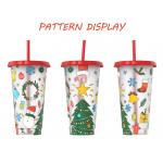 24ozcolor Changing Plastic Cup Christmas Tumbler With Straw