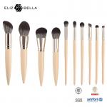 Solid Wood Handle Cosmetic Makeup Brush Set with Synthetic Hair Customized for sale