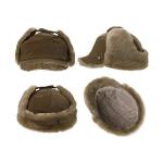 Men 56cm Winter Leather Trapper Hat Warm With Fur