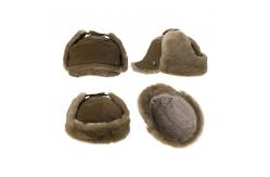 China Men 56cm Winter Leather Trapper Hat Warm With Fur supplier