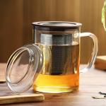 Break Resistant Glass Tea Infuser Cup Lightweight For Hot / Cold Drinks