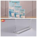 Double Sided T Shape Acrylic Sign Holder Ads Flyer Display for sale