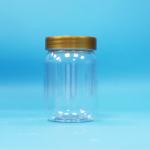PET Food Grade Clear Round Cylinder Lollipop Honey Biscuit Plastic Jar Screw Brown Lid for sale