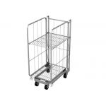Wire Mesh Roll Cage Pallets Trolley 500kg Powder Coating For Supermarket for sale