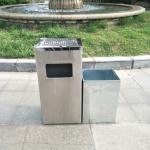 Hotel Lobby Smoke-out Hotel Elevator Ashtray Round Clamshell Shopping Mall Stainless Steel Trash Can for sale