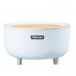 Wood Grain Round Household Desktop Mini Simple Large-capacity Wastepaper Basket Plastic High-footed Trash Can for sale