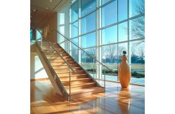 China Brushed 304 Stainless Steel Handrails with Round Cover Plate for Glass Staircases supplier