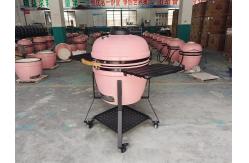 China Charcoal 22 Inch Pink Ceramic Kamado Grills BBQ Bamboo Handlle supplier
