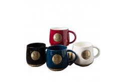 China 420ml Creative Ceramic Coffee Cups With Copper Fish Scale Pattern supplier