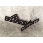 Customized Brown Suede Embossed Leather Patches , Shiny Siliver High Density Tpu Logo