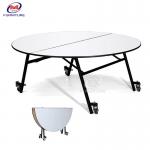 72 Inch Movable Round Hotel Banquet Table PVC Plywood Wedding on Wheel for sale